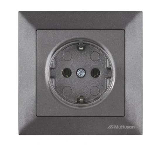 Контакт шуко единичен 16А сив Candela Mutlusan.png